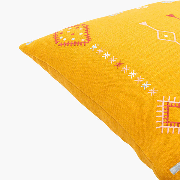 Surya Zina 18"X18" Bohemian Accent Pillow - Intricate Cotton Design For Global Style & Comfort In Home Mustard Cotton,Cotton Zin001-1818p