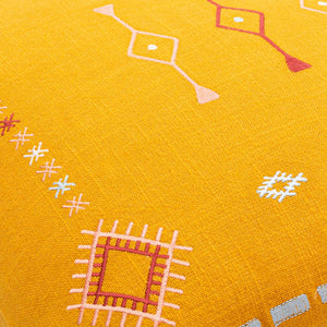 Surya Zina 18"X18" Bohemian Accent Pillow - Intricate Cotton Design For Global Style & Comfort In Home Mustard Cotton,Cotton Zin001-1818p