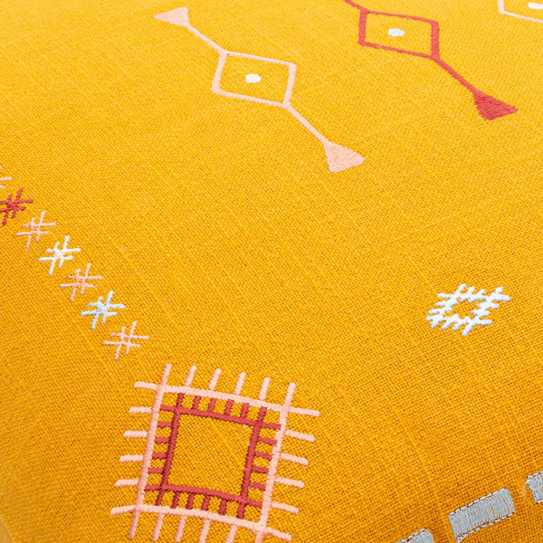 Surya Zina 18"X18" Bohemian Accent Pillow - Intricate Cotton Design For Global Style & Comfort In Home Mustard Cotton,Cotton Zin001-1818p