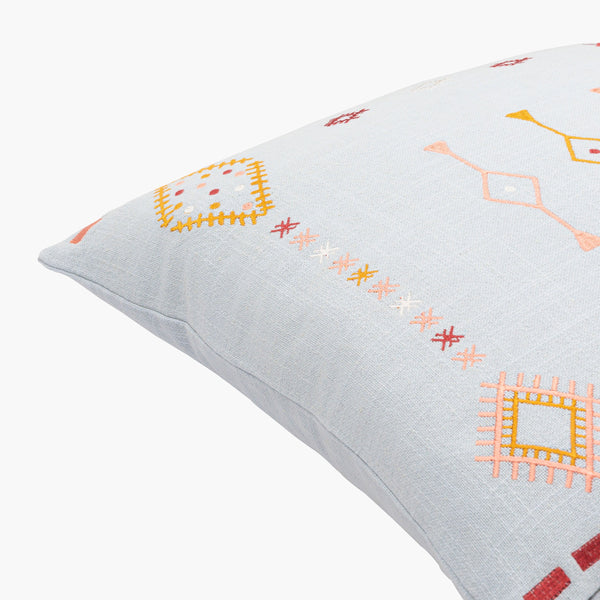 Surya Zina 18"X18" Bohemian Accent Pillow - Intricate Cotton Design For Global Style & Comfort In Home Pale Blue Cotton,Cotton Zin002-2020