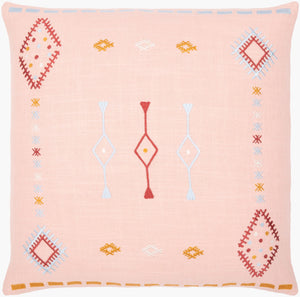 Surya Zina 18"X18" Bohemian Accent Pillow - Intricate Cotton Design For Global Style & Comfort In Home Dusty Pink Cotton,Cotton Zin003-1818p