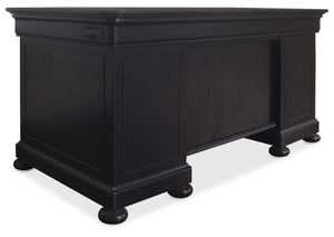 Hooker Furniture Bristowe Pecan Executive Desk With Tuxedo Distressed Finish, 7 Drawers, Locking File Storage, 60"W 5971-10660-99
