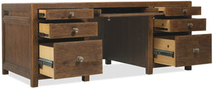 Hooker Furniture Driftwood Executive Desk With Buckboard Sun-Faded Oak Finish, 7-Drawer Storage, Locking Files Medium Wood 6820-10462-85