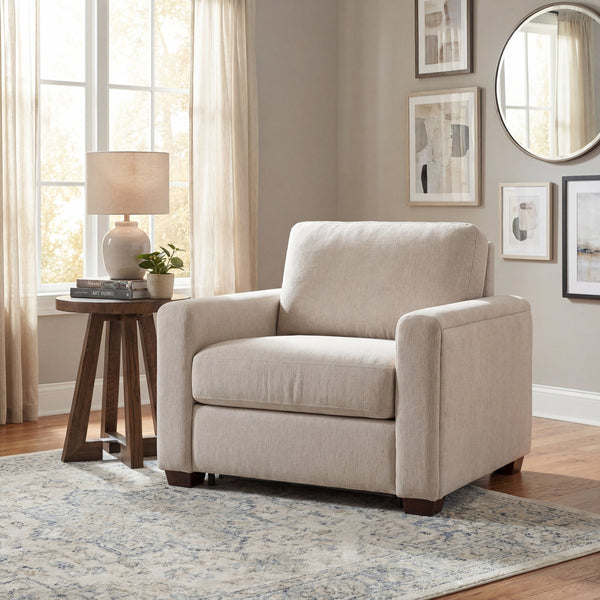 Hooker Furniture Griffin Twin Sleeper Chair Beige Performance Fabric Transitional Lounge for Guest Rooms SS179-TS01-405