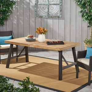 English Elm Bettina Solid Acacia Outdoor Dining Table with Slat Top Oil Finish Patio Deck 56701.00-56702.00