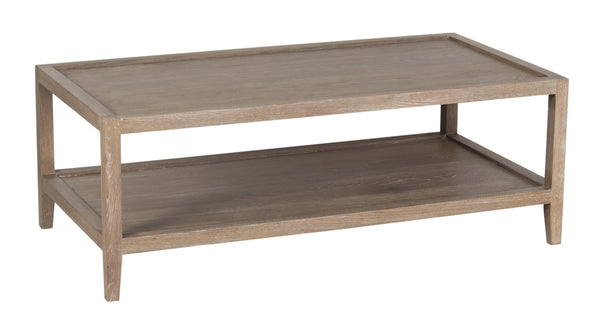 Porter Designs Porter Lowell Solid White Oak Coffee Table With Storage Shelves - Timeless Design For Any Space Brown Wood 05-108-13-1920