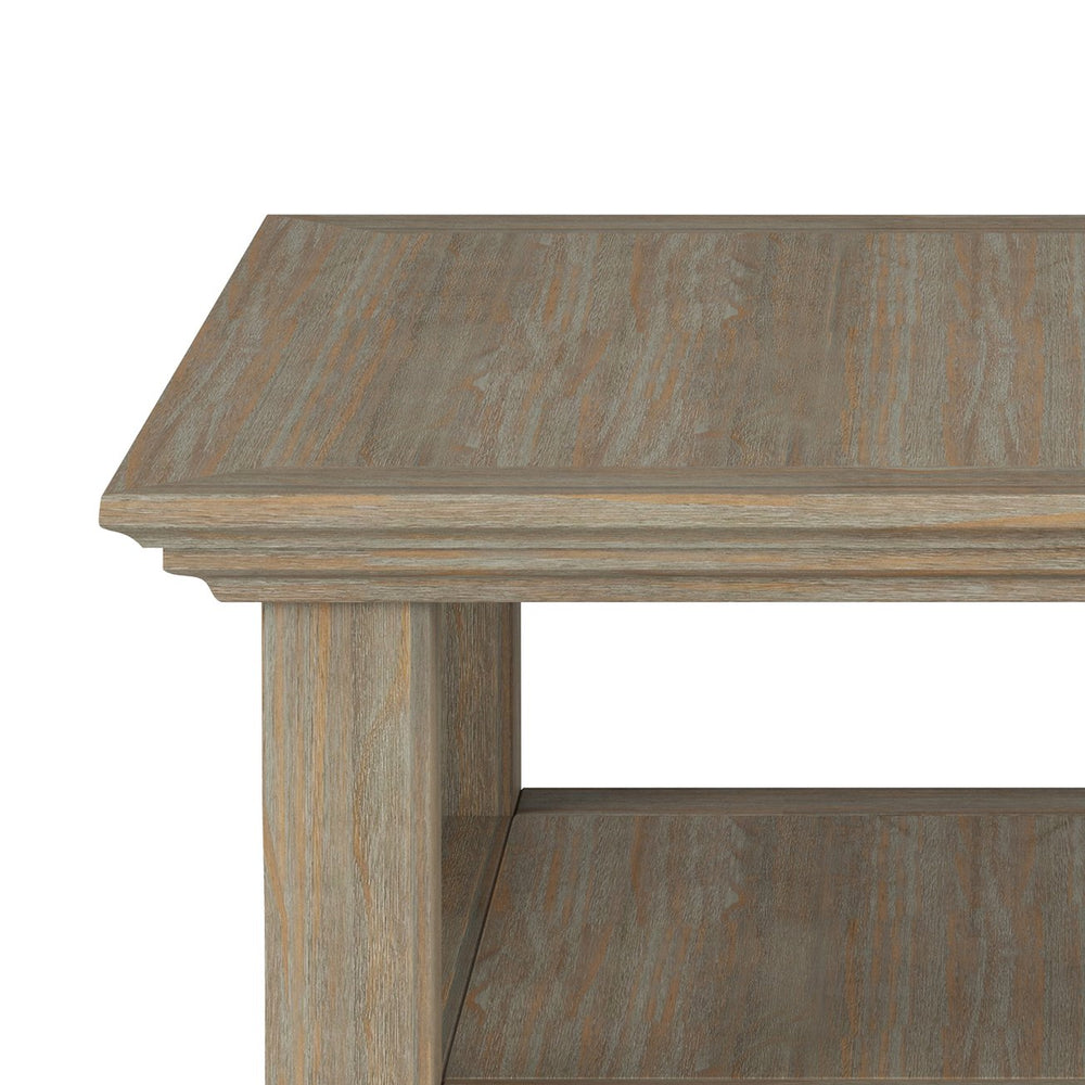 English Elm Acadian End Table - Handcrafted Distressed Grey Wood With Open Shelves For Stylish Storage & Display B136P159690