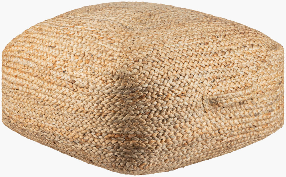 Surya Ziya 25"L X 25"W Handmade Floor Pillow - Cozy Jute & Polybeads For Country Cottage Charm Tan Jute,Jute,Polybeads Ziy001-252513