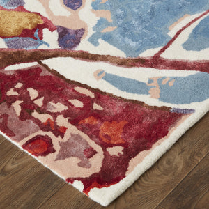 Feizy Rugs Dafney Hand-tufted Floral Rug – Vibrant Watercolor Botanical Design In Viscose And Wool For Your Home Red,Blue,Purple Viscose,Wool Dfy8863fredmlth00