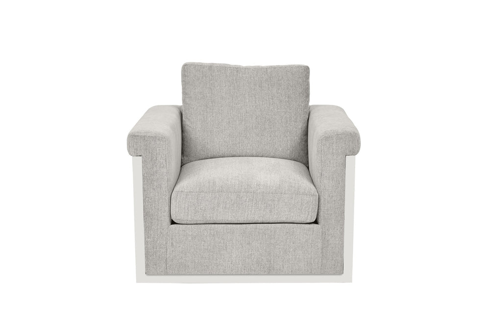 A.R.T. Furniture Atlas Swivel Chair: Elegant Fleur De Sel Finish With Plush Chenille Blend Cushions For Ultimate Comfort White Fabric In A Polyester,Chenille Blend,In A Gray And Beige Coloration 762516-5824