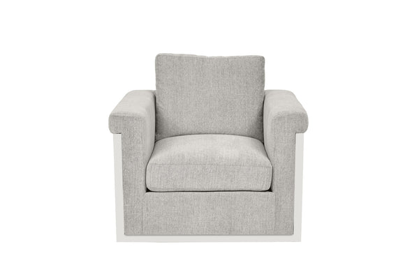 A.R.T. Furniture Atlas Swivel Chair: Elegant Fleur De Sel Finish With Plush Chenille Blend Cushions For Ultimate Comfort White Fabric In A Polyester,Chenille Blend,In A Gray And Beige Coloration 762516-5824