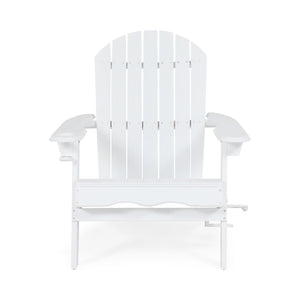English Elm Christopher Knight Home® - BELLWOOD Adirondack Chair with Folding Design, Rustic Outdoor Wood Seat, Built-In Cup Holder Comfort White 37.75 L x 26.75 W x 8.5 H 68940.00WHI
