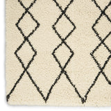 Nourison Geometric Shag GOS01 Machine Made Power-loomed Borderless Design Indoor Only Shag Farmhouse Rug Ivory,Charcoal, Ivory White 100% Polypropylene 99446482228