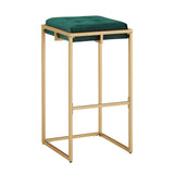 Homelegance By Top-Line Piper Gold Finish Velvet Button Tufted 29" Bar Height Stools (Set of 2) Green Engineered Wood