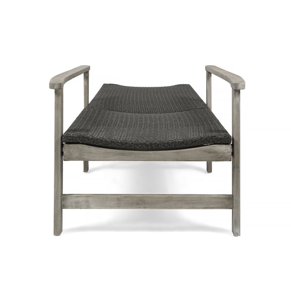 English Elm Christopher Knight Home® - Hampton Stylish Wood & Wicker Chaise Lounge - Durable, Adjustable, Weather-Resistant Outdoor Seating 63763.00LMBLK