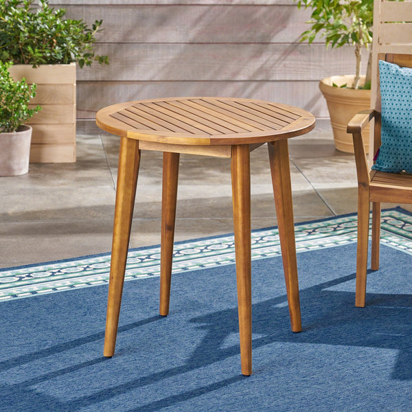 English Elm Stamford Round Solid Acacia Outdoor Bistro Table Weather Resistant Patio Dining 62919.00