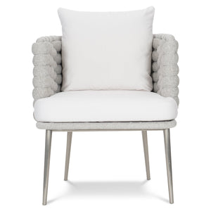 Bernhardt Bernhardt Santa Cruz Outdoor Arm Chair Nordic Grey Sock Weave Aluminum Frame Silver Mist Legs, Plush Cushions X02545Q