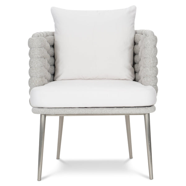 Bernhardt Bernhardt Santa Cruz Outdoor Arm Chair Nordic Grey Sock Weave Aluminum Frame Silver Mist Legs, Plush Cushions X02545Q