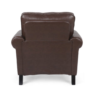 English Elm Club Chair Faux Leather Deep Seat Lounge with Dark Birch Legs for Living Room 71403.00PUDBRN