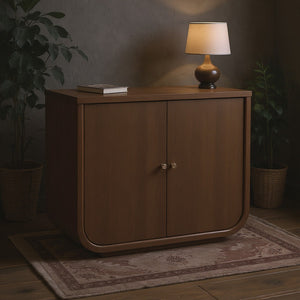 A.R.T. Furniture Verge Elegant Door Chest – Timeless Dark Wood Storage Solution with Antique Brass Knobs for Homes 337158-1960