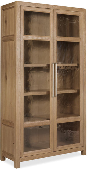Hooker Furniture Driftwood Buckboard Display Cabinet With Seeded Glass, Plate Grooves & Touch Led Lighting For Home Light Wood 6820-75906-80