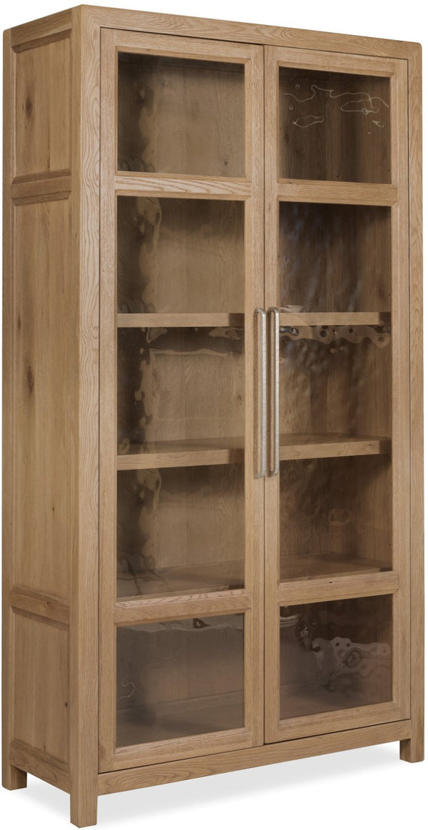 Hooker Furniture Driftwood Buckboard Display Cabinet With Seeded Glass, Plate Grooves & Touch Led Lighting For Home Light Wood 6820-75906-80