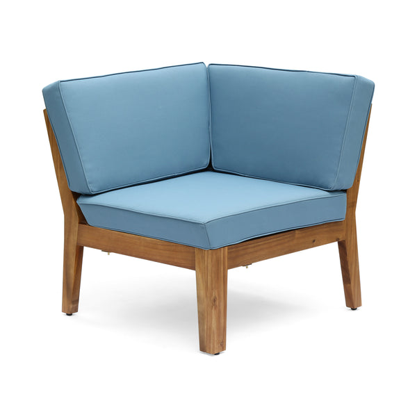 English Elm Grenada Outdoor Modular Sectional Solid Acacia Wood Slatted Patio Sofa Set Blue 63887-66388.00-63699.00BLU