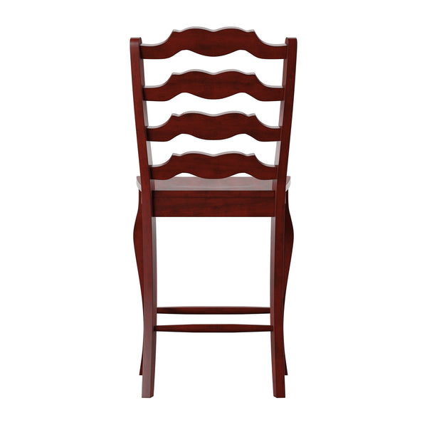 Homelegance By Top-Line Juliette French Ladder Back Wood Counter Height Chairs (Set of 2) Red Rubberwood