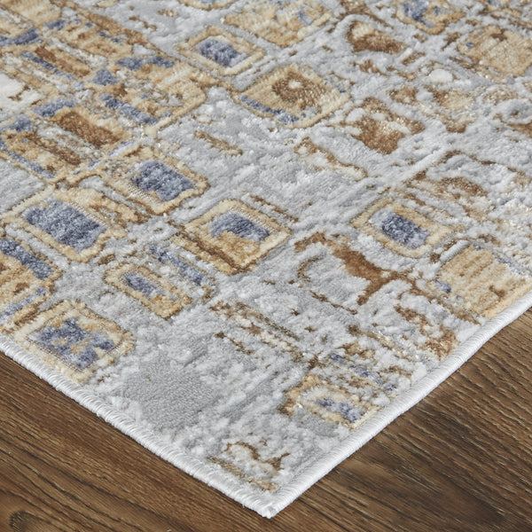 Feizy Rugs Laina Elegant Low-pile Geometric Rug Collection For Modern And Traditional Home Décor Styles Tan,Ivory,Blue Polyester,Polypropylene Lai39g0fbgegryi38