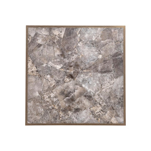 Bernhardt Bernhardt Tildon Side Table — Smoky Quartz Panels In Aged Brass Frame, Square Plinth Accent 22" H 347127