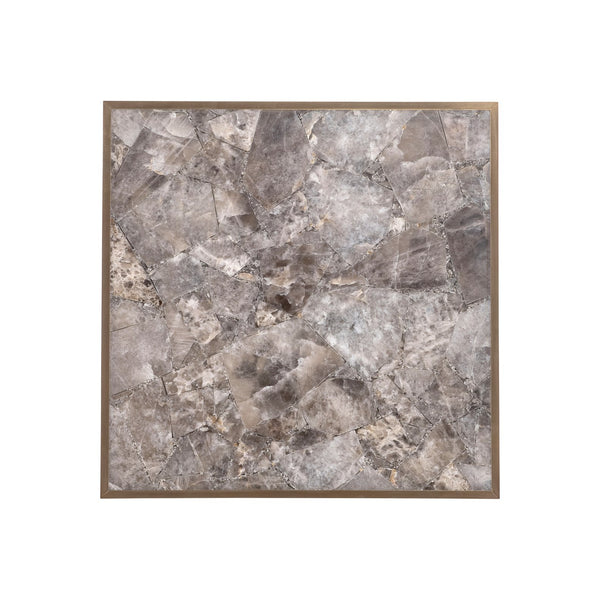 Bernhardt Bernhardt Tildon Side Table — Smoky Quartz Panels In Aged Brass Frame, Square Plinth Accent 22" H 347127