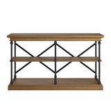 Homelegance By Top-Line Miranda Cornice Iron and Wood Entryway Console Table Brown Wood