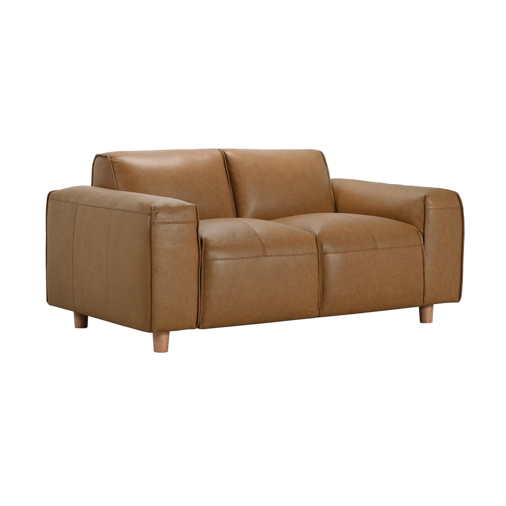 Porter Designs Porter Nerio Luxurious Top-grain Camel Leather Loveseat With Modern Design For Contemporary Spaces Brown Leather 02-204-02-6587