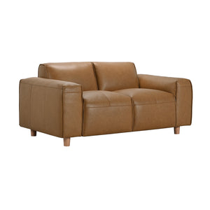 Porter Designs Porter Nerio Luxurious Top-grain Camel Leather Loveseat With Modern Design For Contemporary Spaces Brown Leather 02-204-02-6587