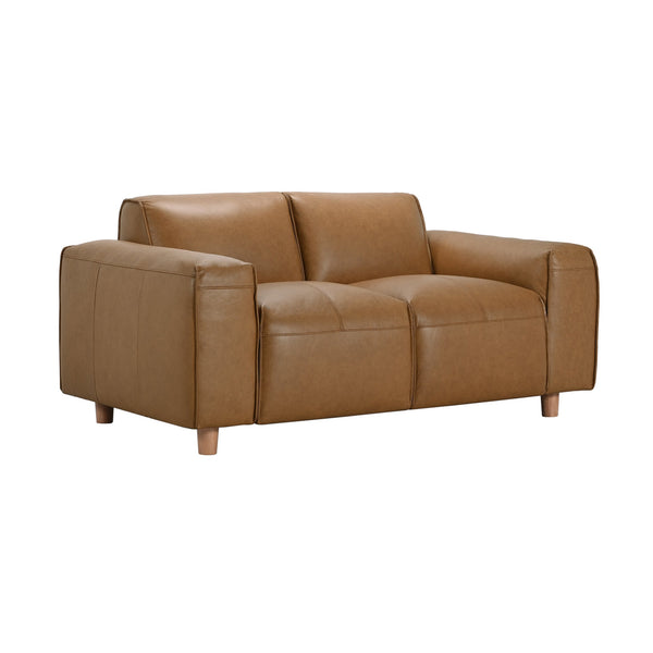 Porter Designs Porter Nerio Luxurious Top-grain Camel Leather Loveseat With Modern Design For Contemporary Spaces Brown Leather 02-204-02-6587