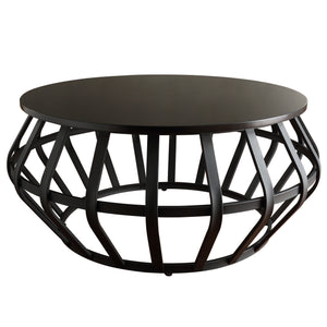 Homelegance By Top-Line Willow Metal Frame Round Cage Coffee Table Espresso Veneer