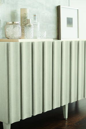 Bernhardt Bernhardt East Hampton Cerused Linen Entertainment Console With Wine Storage, Ventilation, Modern Flair 395860