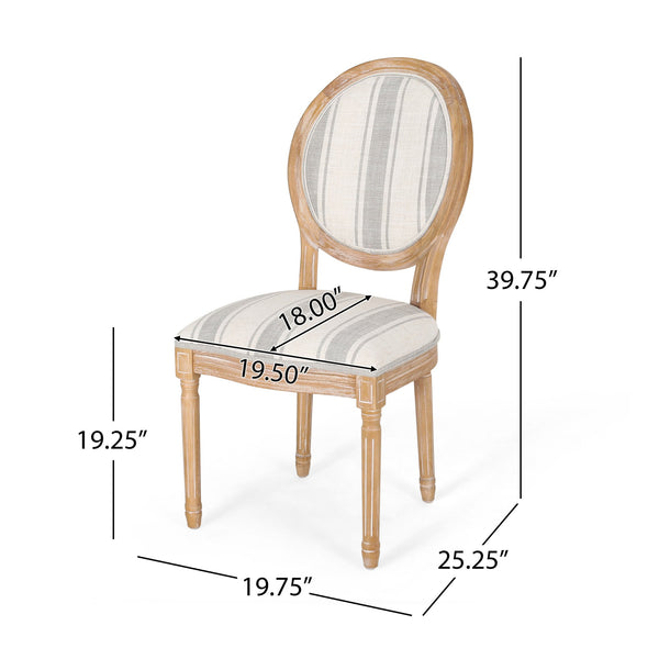 English Elm Christopher Knight Home® - Kd Elegant Upholstered Dining Chairs Set - French Country Style With Round Backrest & Fluted Legs 60352.00GRYLNN