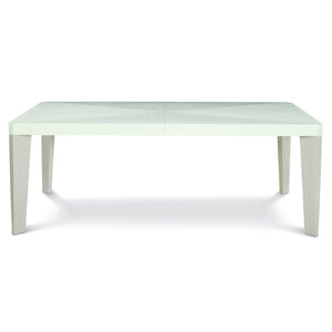 Bernhardt Bernhardt Linear White Pyramid Dining Table With Two Removable Leaves, Tapered Gray Legs — Glamorous Transitional Design 381222