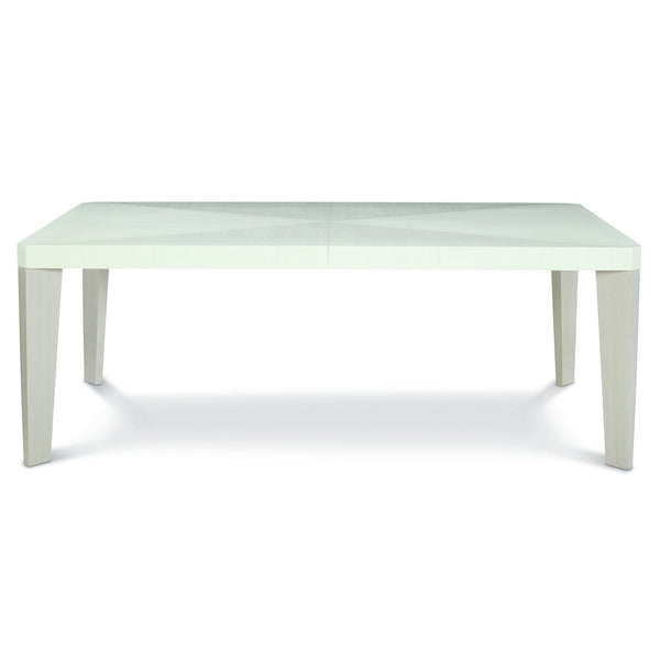 Bernhardt Bernhardt Linear White Pyramid Dining Table With Two Removable Leaves, Tapered Gray Legs — Glamorous Transitional Design 381222