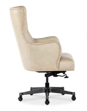Hooker Furniture Lazzaro Executive Tilt Swivel Chair - Aline Stonewash Leather, Wingback Comfort, Gunmetal Base, 360° Mobility EC209-005