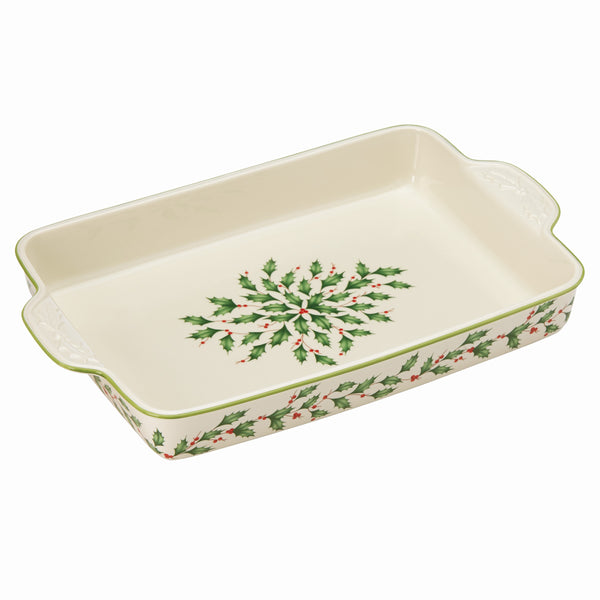 Lenox Holiday Rectangular Baker Red & Green, IVORY PORCELAIN 869955