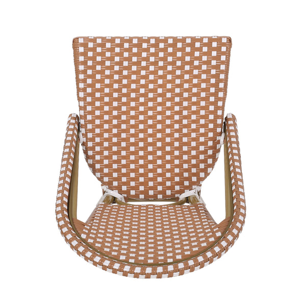 English Elm 29.5" Outdoor Pe Rattan Bistro Barstools Aluminum Frame All-weather Wicker Set of 2 71422.00RT
