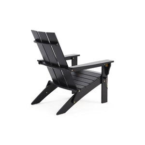 English Elm Zuma Solid Acacia Foldable Adirondack Chair Rustic Outdoor Lounger for Deck or Patio Black 68319.00BLK