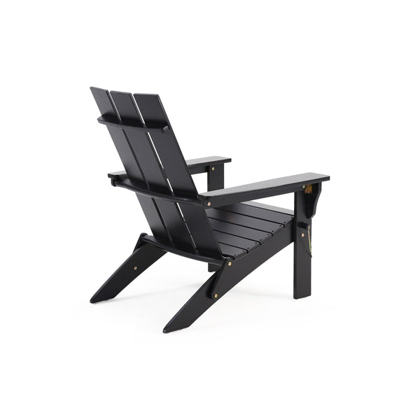 English Elm Zuma Solid Acacia Foldable Adirondack Chair Rustic Outdoor Lounger for Deck or Patio Black 68319.00BLK