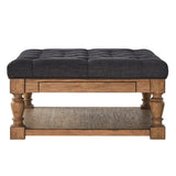 Homelegance By Top-Line Cadeo Baluster Pine Tufted Storage Ottoman Natural Pine