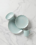 Lenox French Perle Scallop Ice Blue 4-Piece Place Setting White, LT BLUE STONEWARE 894512