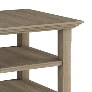 English Elm Acadian End Table - Handcrafted Distressed Grey Wood With Open Shelves For Stylish Storage & Display B136P159690