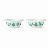 Balsam Lane Holiday Soup Bowls, White Porcelain, Gold Stars, Set of 2, Microwave Safe