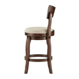 Homelegance By Top-Line Beckham Swivel 24-inch Brown Counter Height Barstool Beige Rubberwood